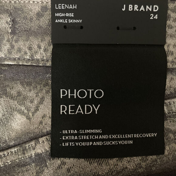 NEW! J BRAND WOMENS SILVER PYTHON LEENAH HIGH RISE ANKLE SKINNY JEANS SIZE 24 - Picture 7 of 12